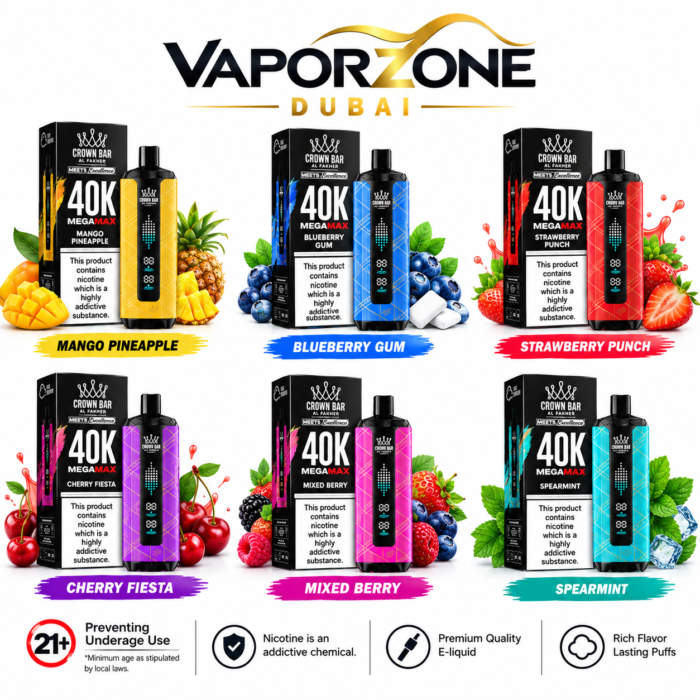 Al Fakher Crown Bar 40K MegaMax disposable vape flavors - Vapor Zone Dubai